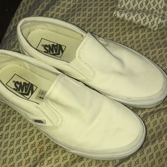 white slip on vans size 9